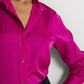 Camisa Ralph Lauren Charmeuse de cetim feminina rosa tamanho X-S