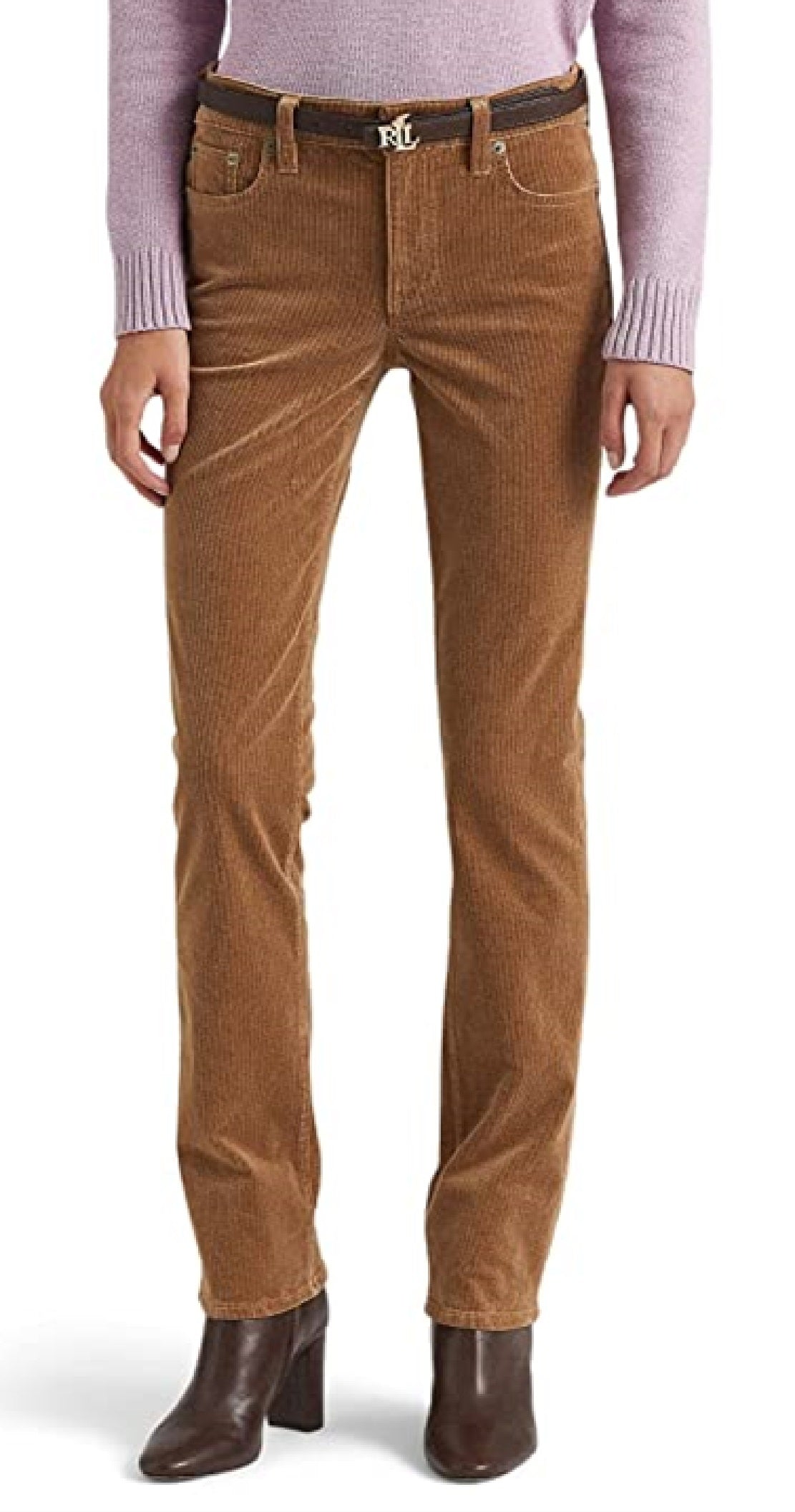 Calça Ralph Lauren Feminina Veludo Cotelê Cintura Média Reta Marrom Tamanho 2
