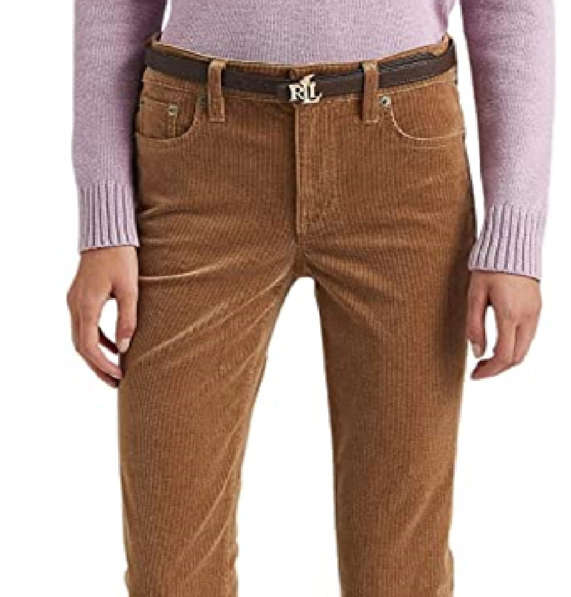 Calça Ralph Lauren Feminina Veludo Cotelê Cintura Média Reta Marrom Tamanho 2