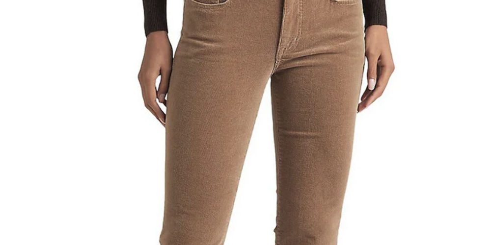 Calça Ralph Lauren Feminina Veludo Cotelê Cintura Média Reta Marrom Tamanho 16