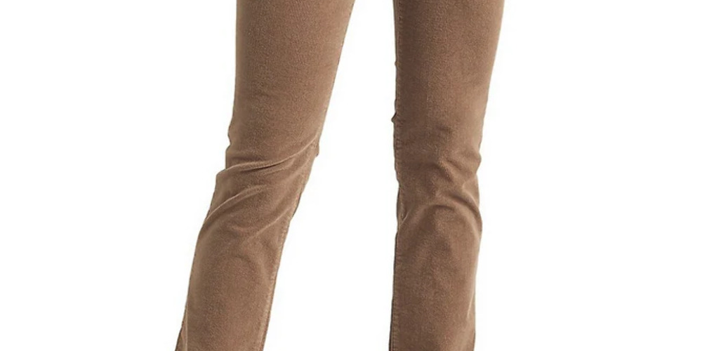 Calça Ralph Lauren Feminina Veludo Cotelê Cintura Média Reta Marrom Tamanho 16