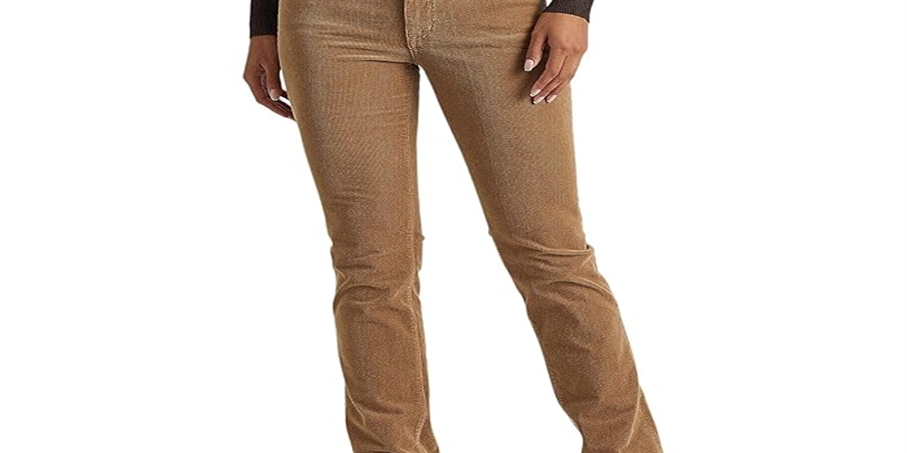 Calça Ralph Lauren Feminina Veludo Cotelê Cintura Média Reta Marrom Tamanho 16
