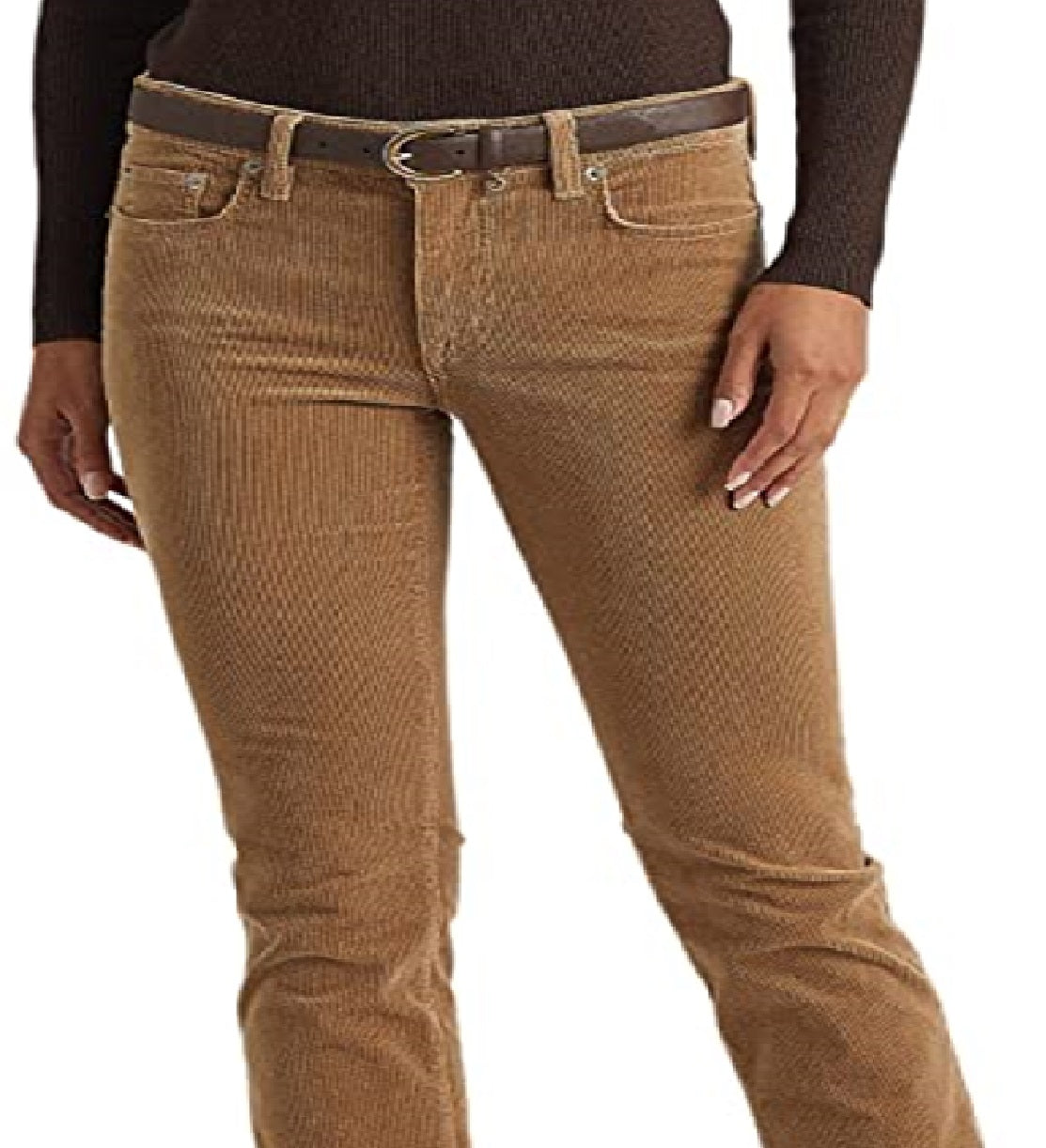 Calça Ralph Lauren Feminina Veludo Cotelê Cintura Média Reta Marrom Tamanho 6