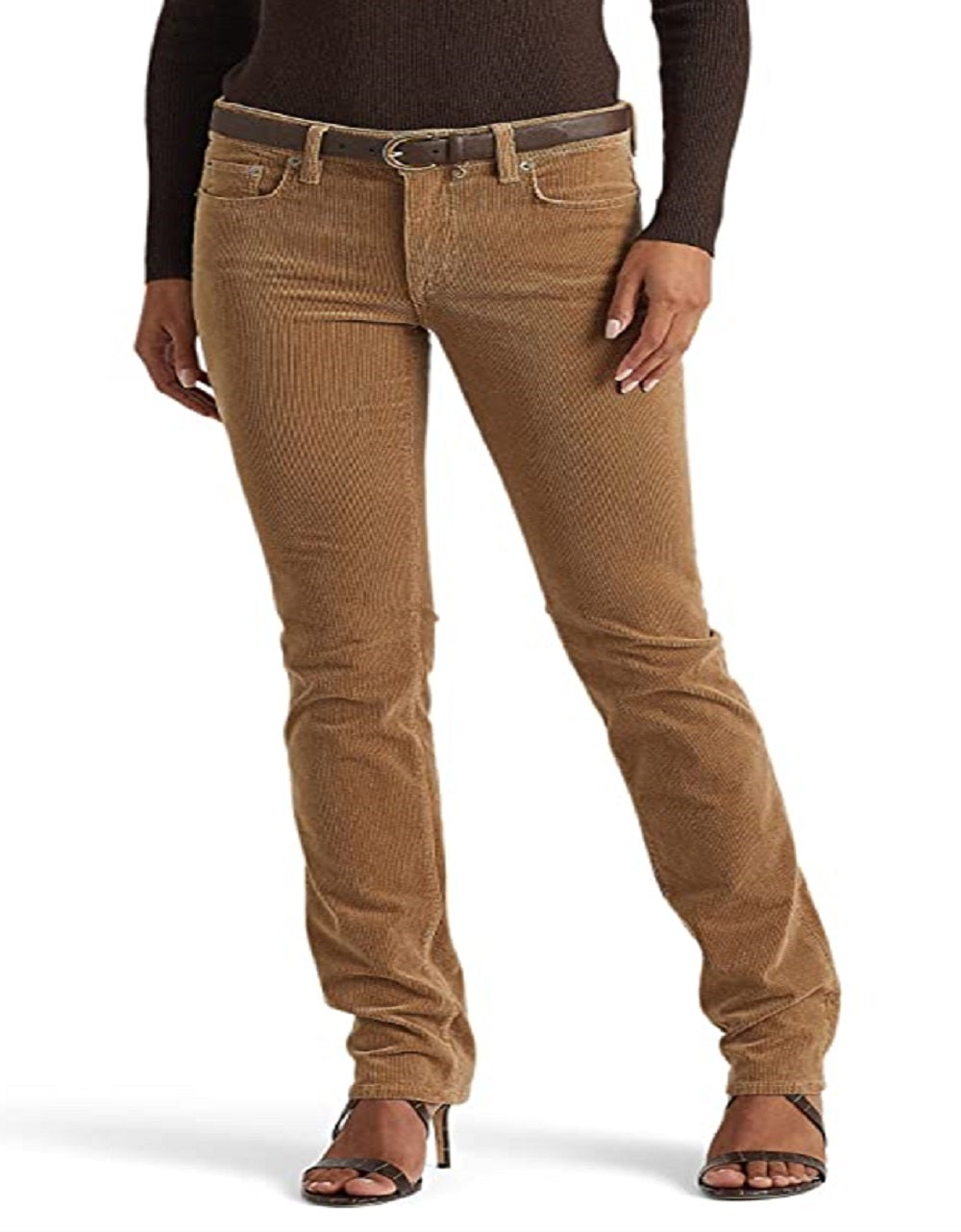 Calça Ralph Lauren Feminina Veludo Cotelê Cintura Média Reta Marrom Tamanho 8