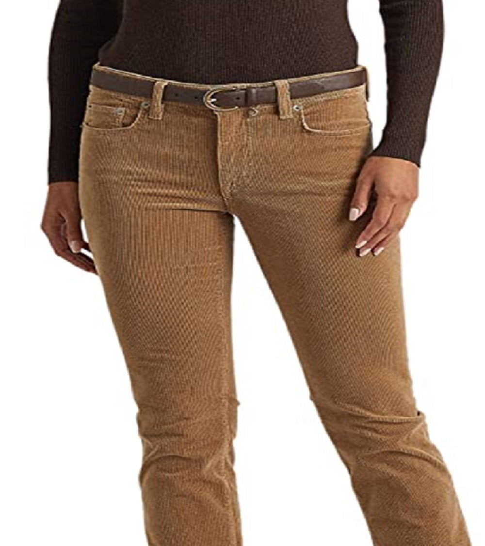 Calça Ralph Lauren Feminina Veludo Cotelê Cintura Média Reta Marrom Tamanho 8