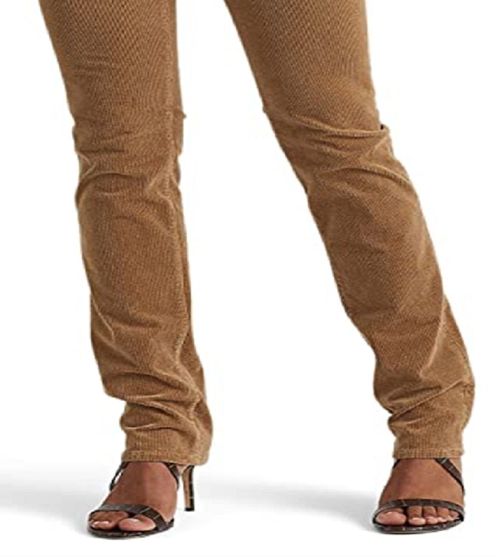 Calça Ralph Lauren Feminina Veludo Cotelê Cintura Média Reta Marrom Tamanho 8