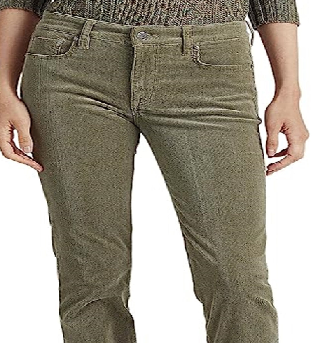Calça Ralph Lauren Feminina Veludo Cotelê Cintura Média Reta Verde Tamanho 16