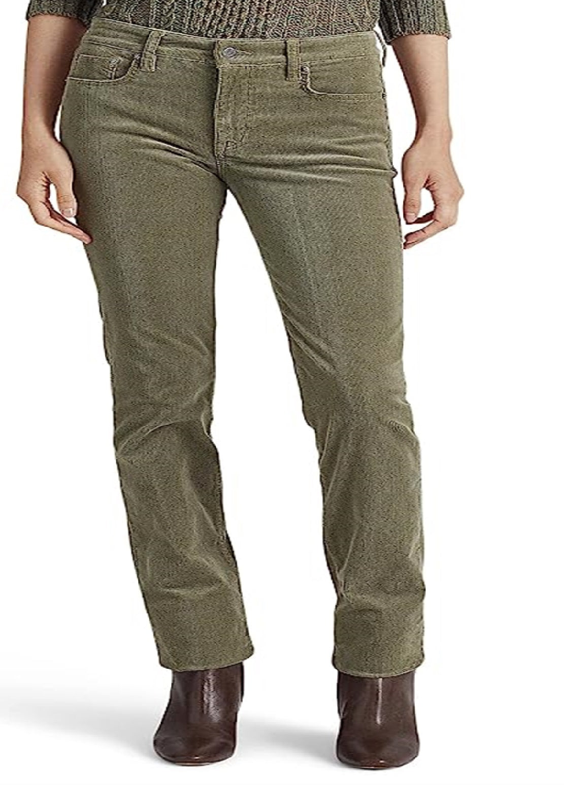 Calça Ralph Lauren Feminina Veludo Cotelê Cintura Média Reta Verde Tamanho 4
