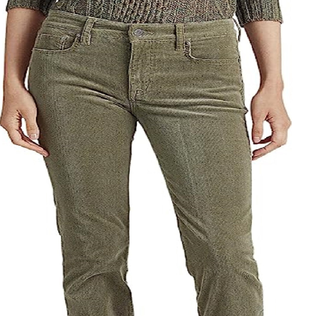 Calça Ralph Lauren Feminina Veludo Cotelê Cintura Média Reta Verde Tamanho 4