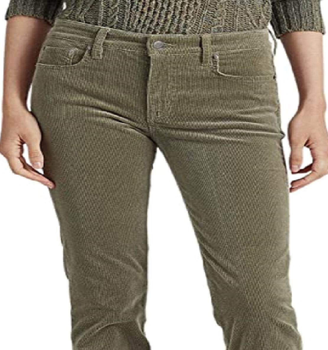 Calça Ralph Lauren Feminina Veludo Cotelê Cintura Média Reta Verde Tamanho 8