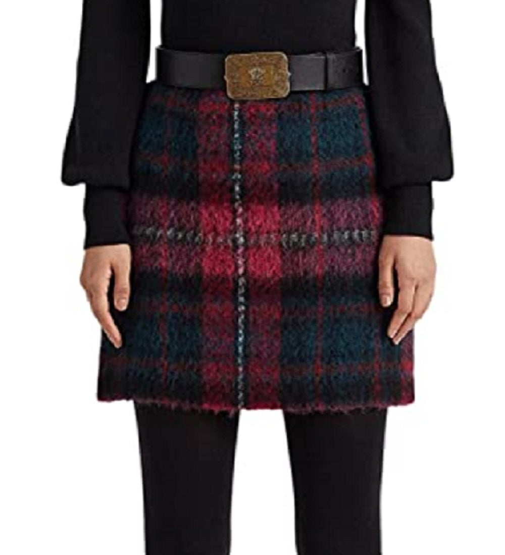 Saia lápis xadrez Ralph Lauren feminina rosa