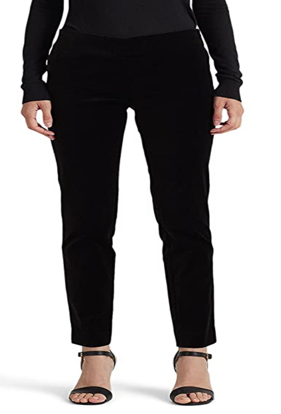 Calça skinny de veludo elástico Ralph Lauren feminina, preta, tamanho 8