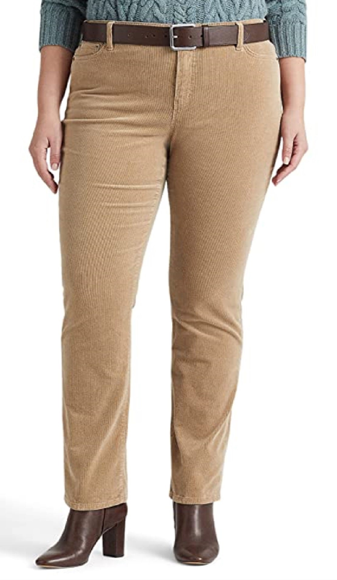 Calça Ralph Lauren Feminina Veludo Cotelê Cintura Média Reta Marrom Tamanho 22W