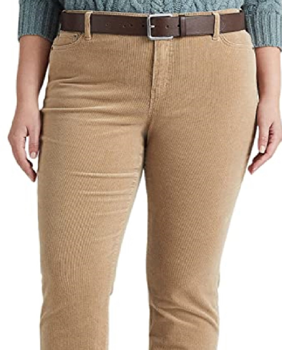 Calça Ralph Lauren Feminina Veludo Cotelê Cintura Média Reta Marrom Tamanho 22W