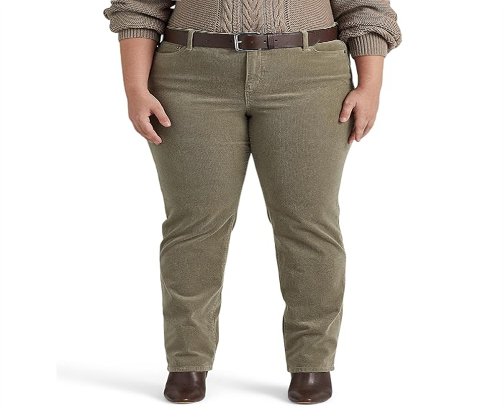 Calça Ralph Lauren Masculina Corduroy Cintura Média Reta Verde Tamanho 16W