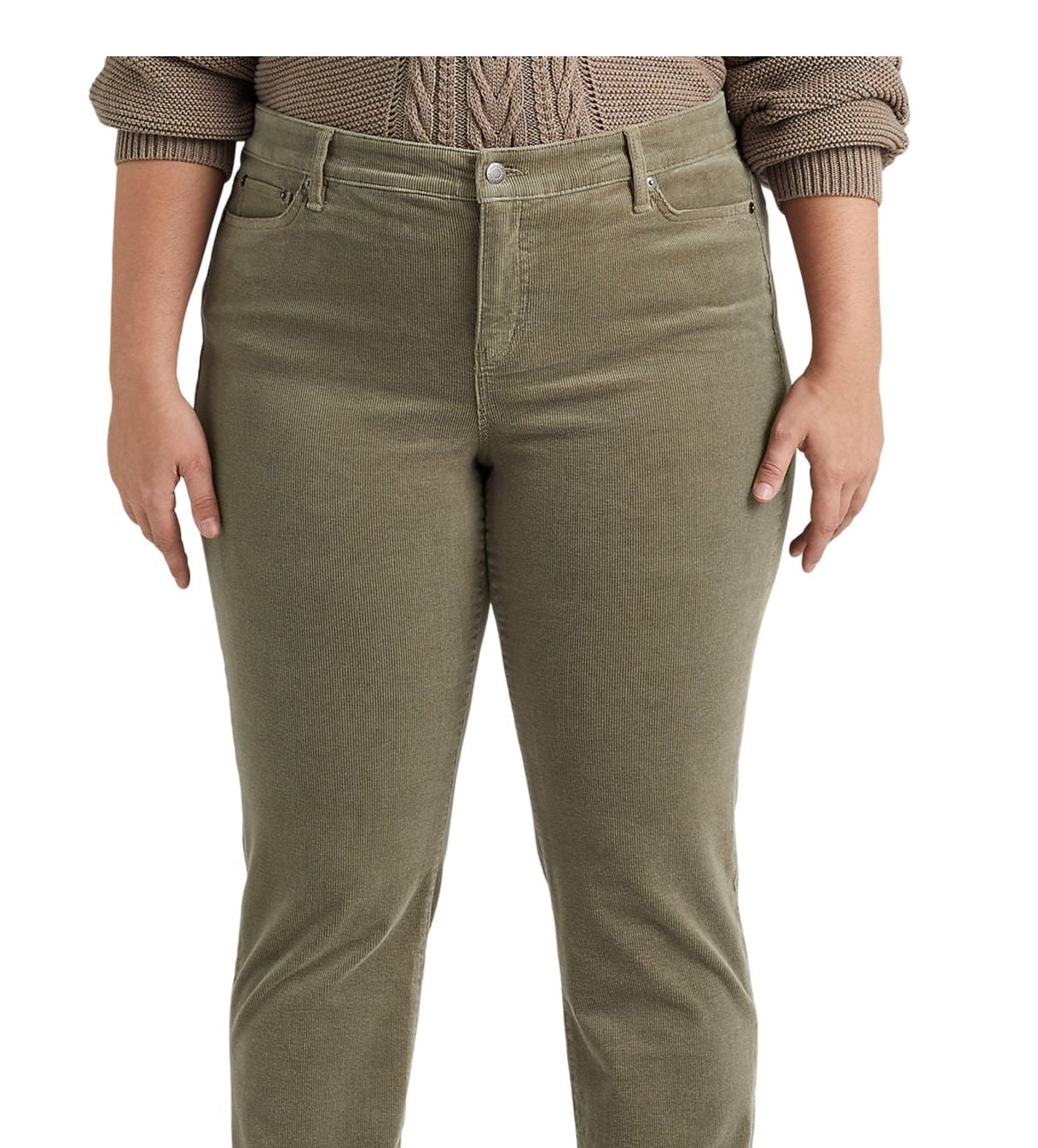 Calça Ralph Lauren Feminina Veludo Cotelê Cintura Média Reta Verde Tamanho 22W