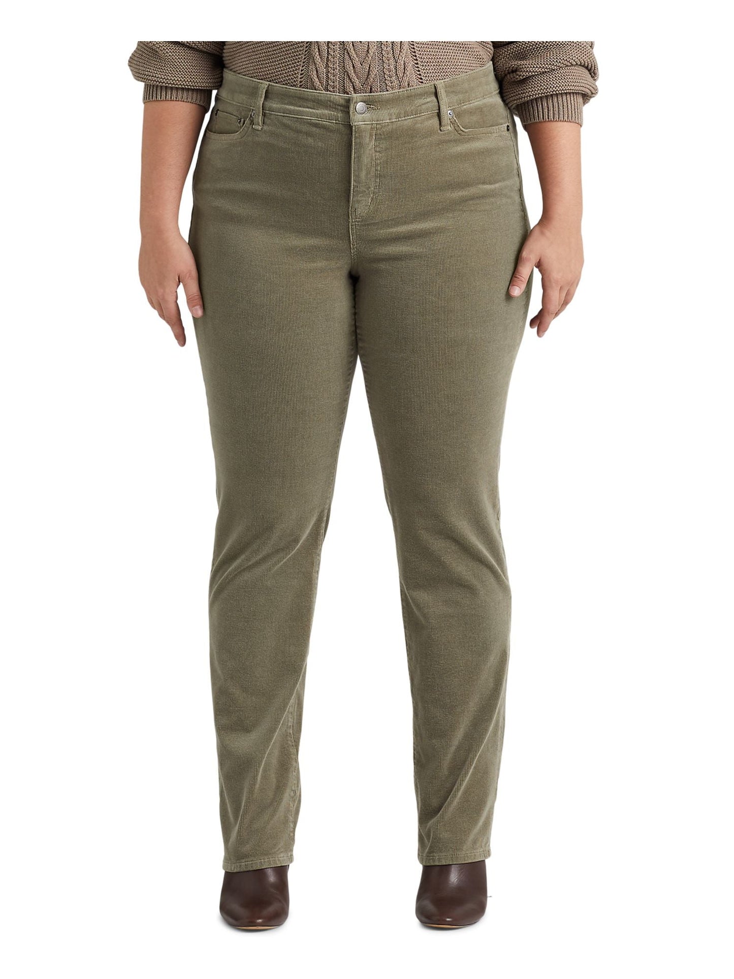 Calça Ralph Lauren Feminina Veludo Cotelê Cintura Média Reta Verde Tamanho 22W