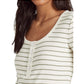 Ralph Lauren Camiseta Henley Listrada Feminina Marrom Tamanho X-G