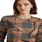 Camiseta Ralph Lauren Feminina Xadrez Algodão Elástico Manga Longa Marrom Tamanho XG