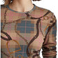 Camiseta Ralph Lauren Feminina Xadrez Algodão Elástico Manga Longa Marrom Tamanho XS
