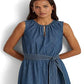 Vestido jeans feminino Ralph Lauren sem mangas azul tamanho 2 pequeno