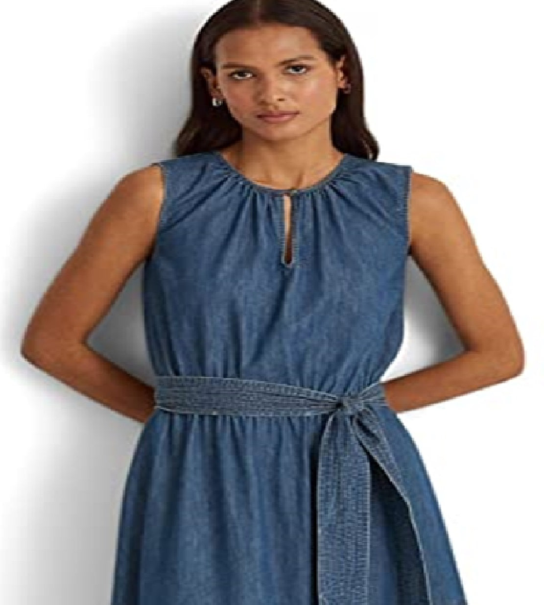 Vestido jeans feminino Ralph Lauren sem mangas azul tamanho 2 pequeno