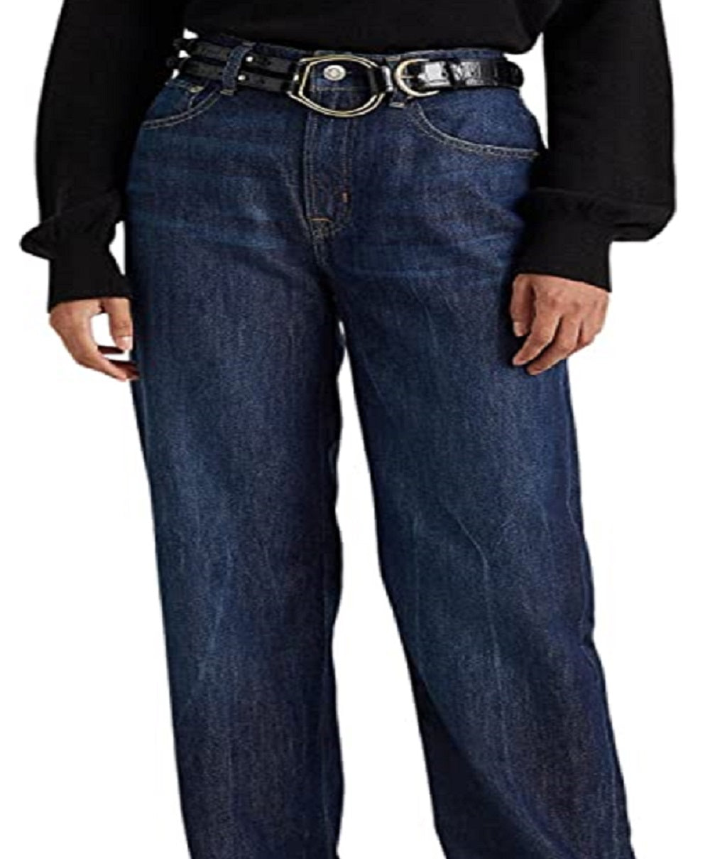 Calça Jeans Ralph Lauren Feminina Cintura Alta Relaxed Straight Azul Tamanho 16