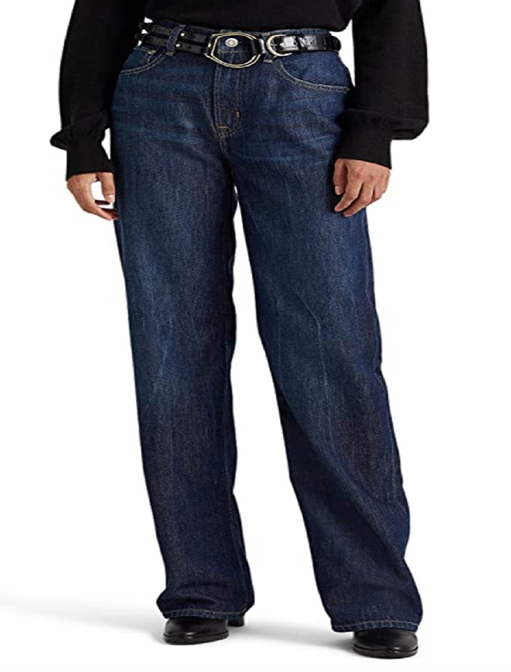 Calça Jeans Ralph Lauren Feminina Cintura Alta Relaxed Straight Azul Tamanho 2