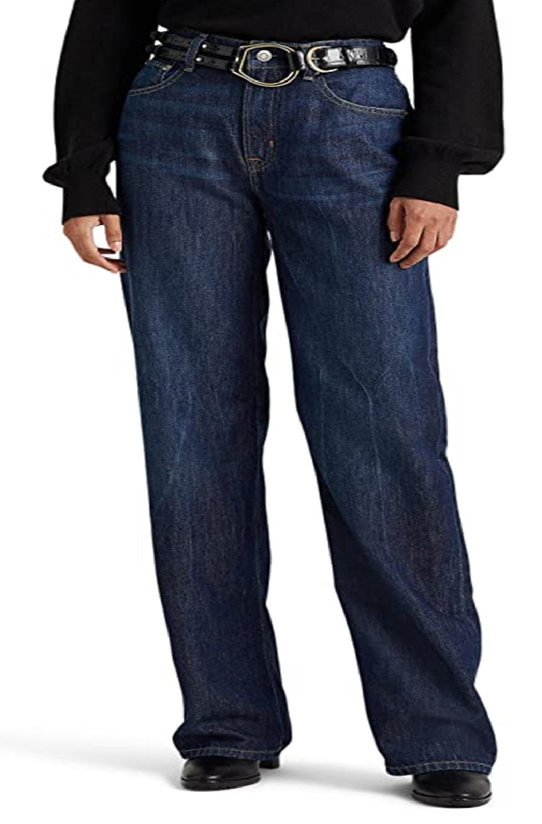 Calça Jeans Ralph Lauren Feminina Cintura Alta Relaxed Straight Azul Tamanho 6