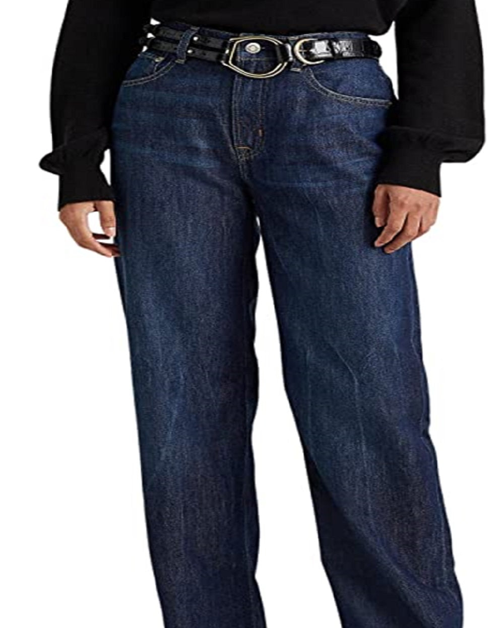 Calça Jeans Ralph Lauren Feminina Cintura Alta Relaxed Straight Azul Tamanho 8