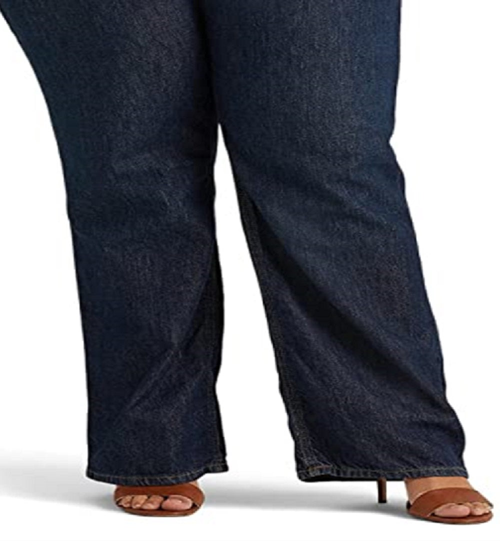 Calça Jeans Ralph Lauren Feminina Cintura Alta Relaxed Straight Azul Tamanho 20W