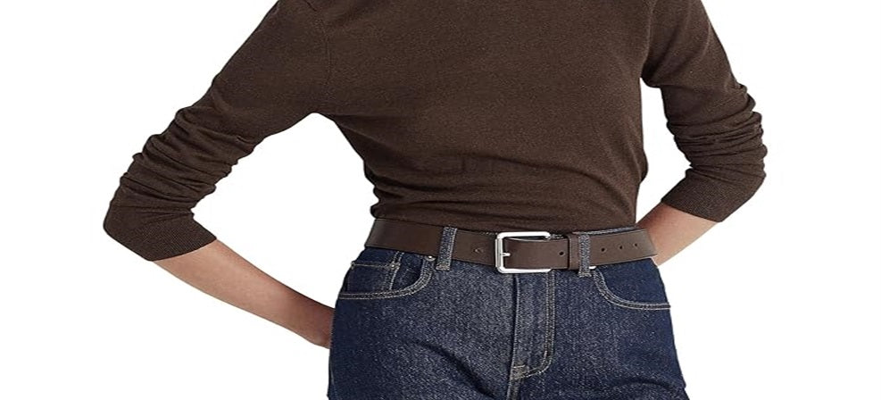 Ralph Lauren Feminino Seda Blend Gola Alta Marrom Tamanho X-G