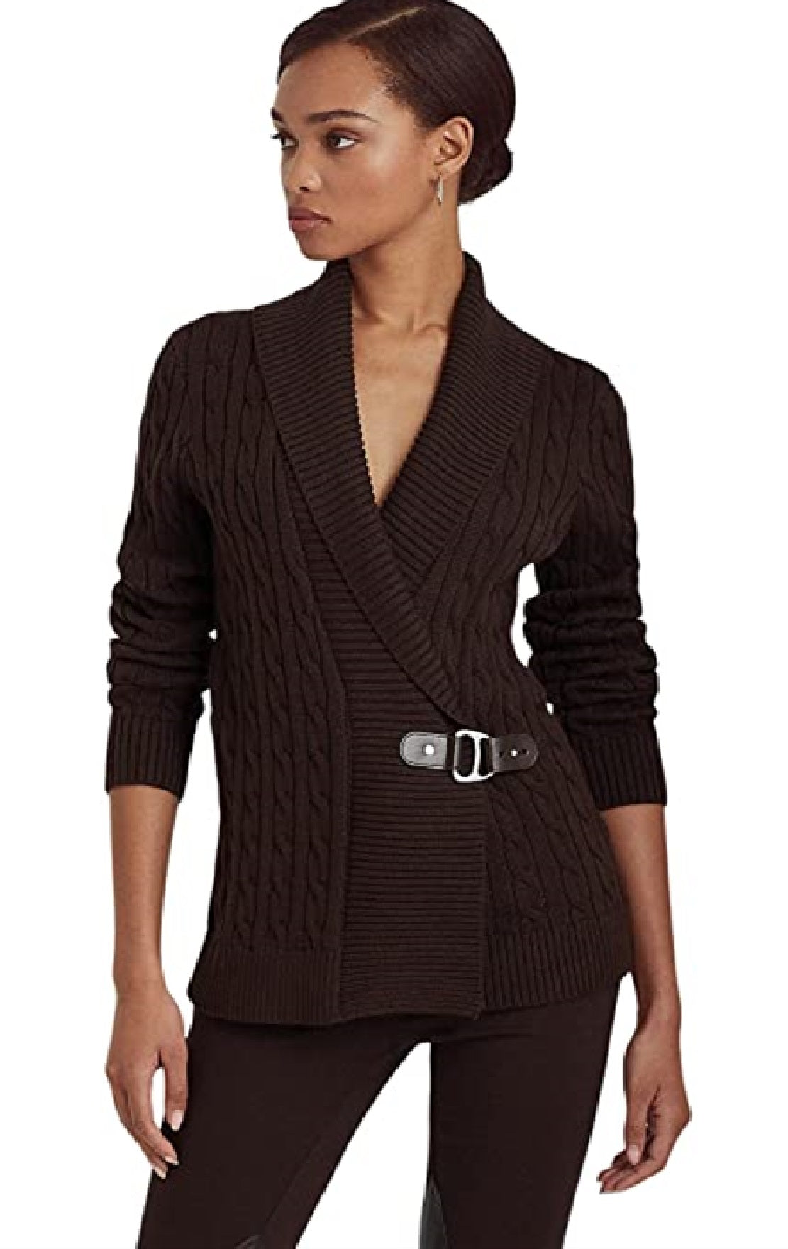 Suéter Ralph Lauren Feminino de Algodão com Fivela Marrom Tamanho X-G