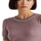 Suéter Ralph Lauren Feminino Manga Curta com Contas Roxo Tamanho X-G