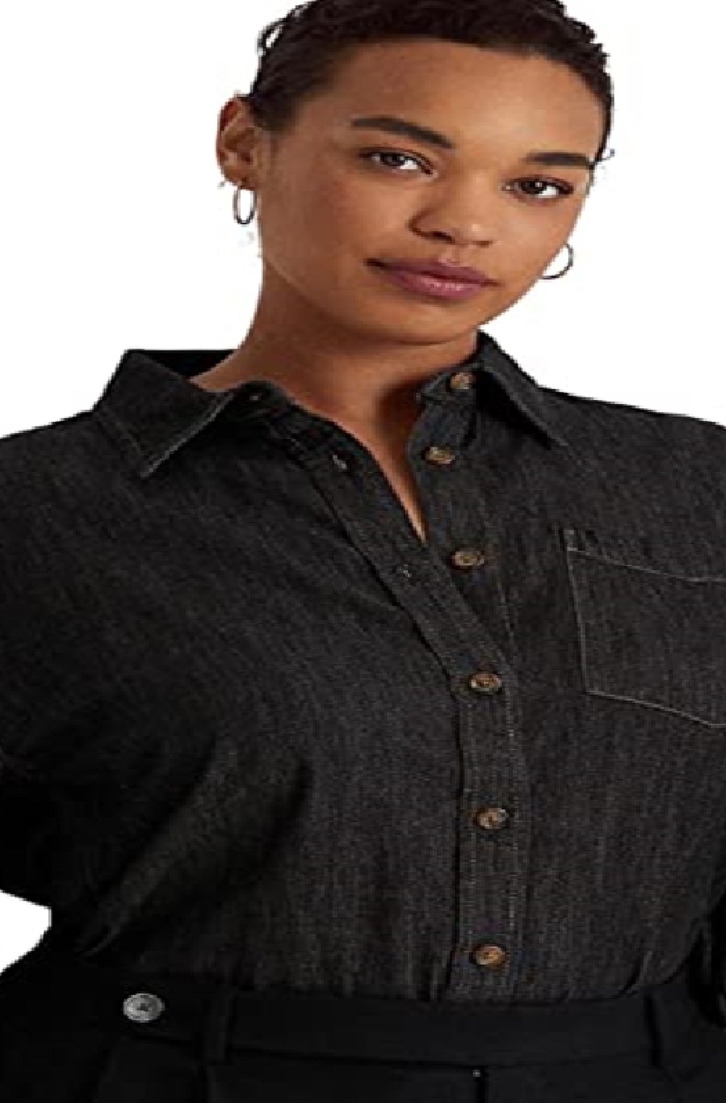 Blusa Ralph Lauren Feminina Jeans Manga Longa Preta Tamanho 2X