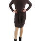 Vestido midi Ralph Lauren feminino mesclado com cintura amarrada, marrom, tamanho 0