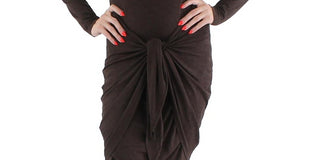 Vestido midi Ralph Lauren feminino mesclado com cintura amarrada, marrom, tamanho 0