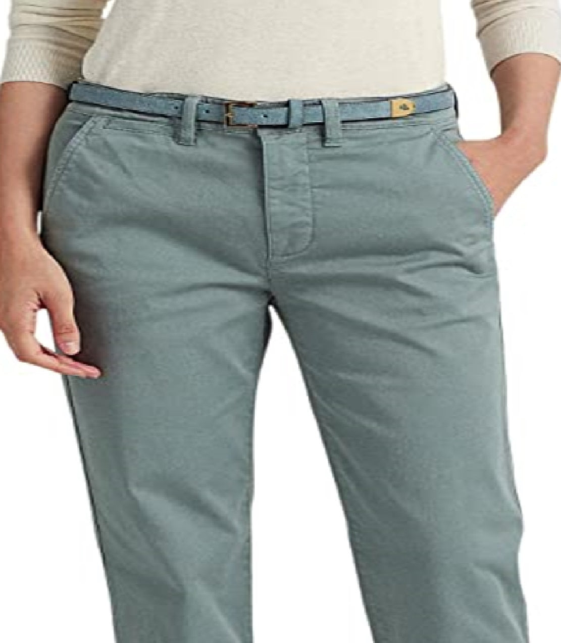 Calça Chino Slim Fit Stretch Ralph Lauren Feminina Azul Tamanho 12