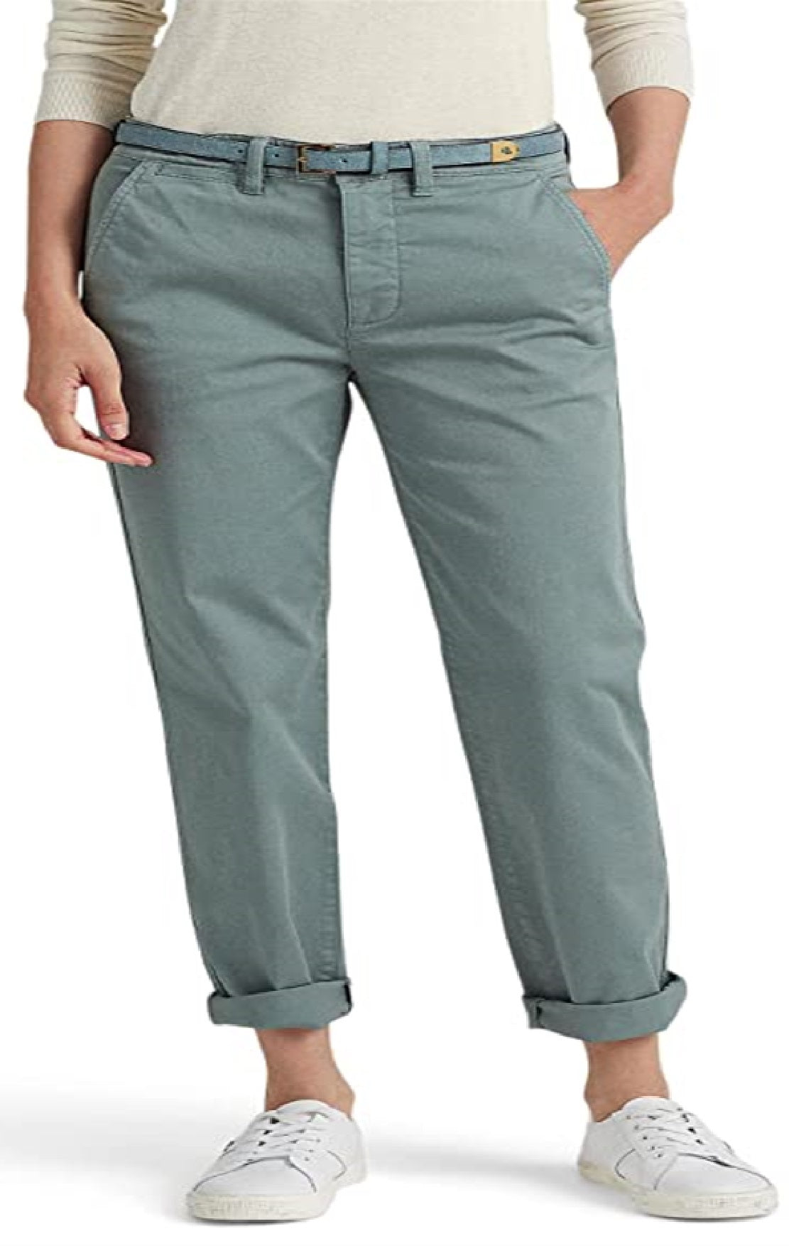 Calça chino elástica slim fit feminina Ralph Lauren, azul, tamanho 14