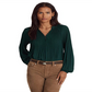 Blusa plissada feminina Ralph Lauren Georgette verde tamanho médio