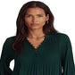 Blusa plissada feminina Ralph Lauren Georgette verde tamanho médio