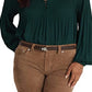 Blusa plissada feminina Ralph Lauren Georgette verde tamanho médio
