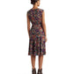 Vestido de crepe com cinto floral Ralph Lauren feminino, preto, tamanho 10