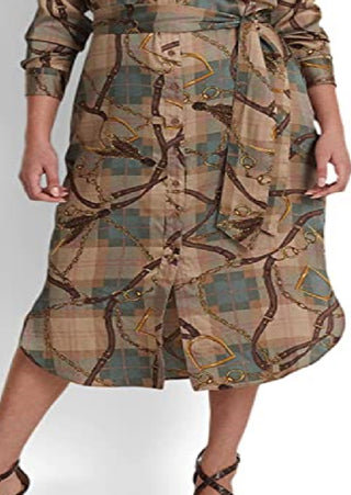 Camisa feminina Ralph Lauren xadrez sarja marrom tamanho 6