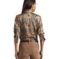 Camisa de sarja com estampa xadrez e cinto Ralph Lauren feminina, marrom, tamanho médio