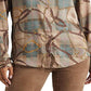 Camisa de sarja estampada com cinto xadrez Ralph Lauren feminina, tamanho extragrande, marrom