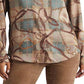 Camisa de sarja estampada com cinto xadrez Ralph Lauren feminina, tamanho XS