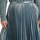 Saia plissada de chiffon metálico Ralph Lauren feminina, azul, tamanho 12