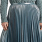 Saia plissada de chiffon metálico Ralph Lauren feminina, azul, tamanho 14