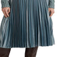 Saia plissada de chiffon metálico Ralph Lauren feminina, azul, tamanho 14